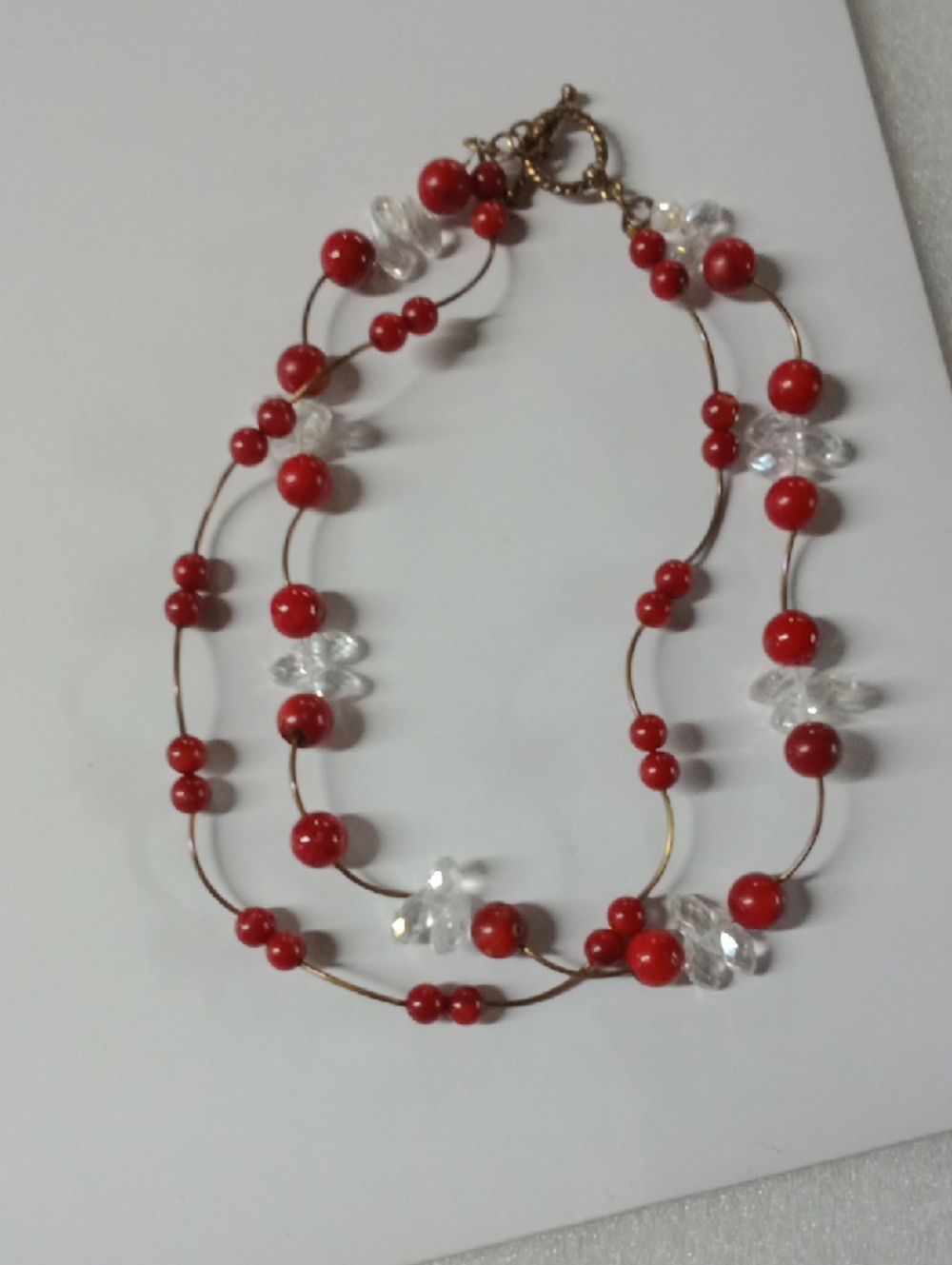 Red Glass?  And Fauceted Glass? Bead Necklace #A437